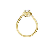 Lab-diamant rosettring smaragdslipt 1,00 ct F/VS – 9K gult gull