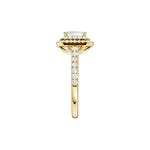 Lab-diamant rosettring smaragdslipt 1,00 ct F/VS – 9K gult gull