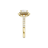 Lab-diamant rosettring smaragdslipt 1,00 ct F/VS – 9K gult gull