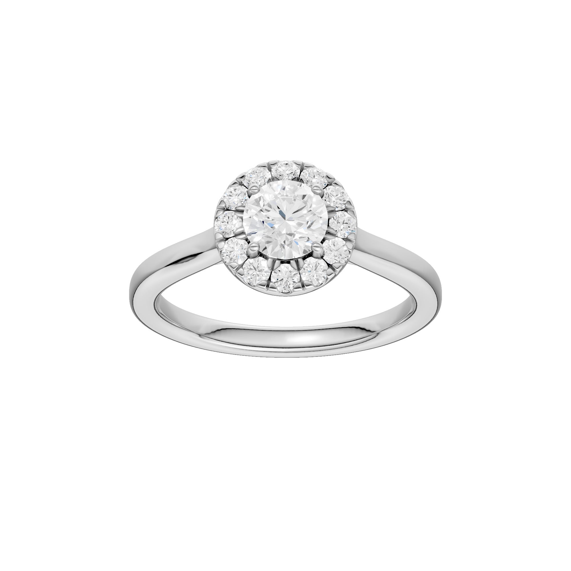 Lab-diamant rosettring 0,75 ct F/VS – 9K hvitt gull