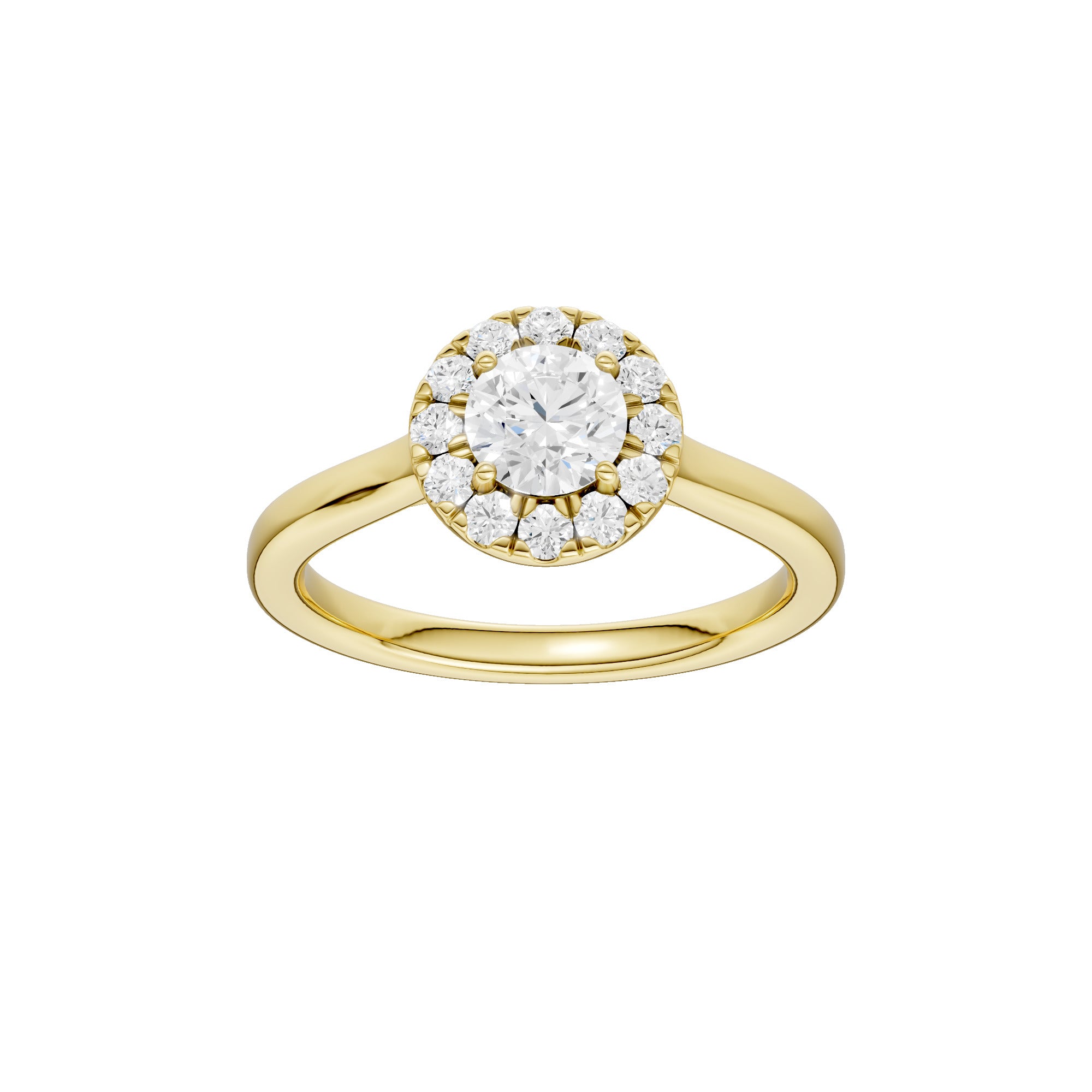 Lab-diamant rosettring 0,75 ct F/VS – 9K gult gull