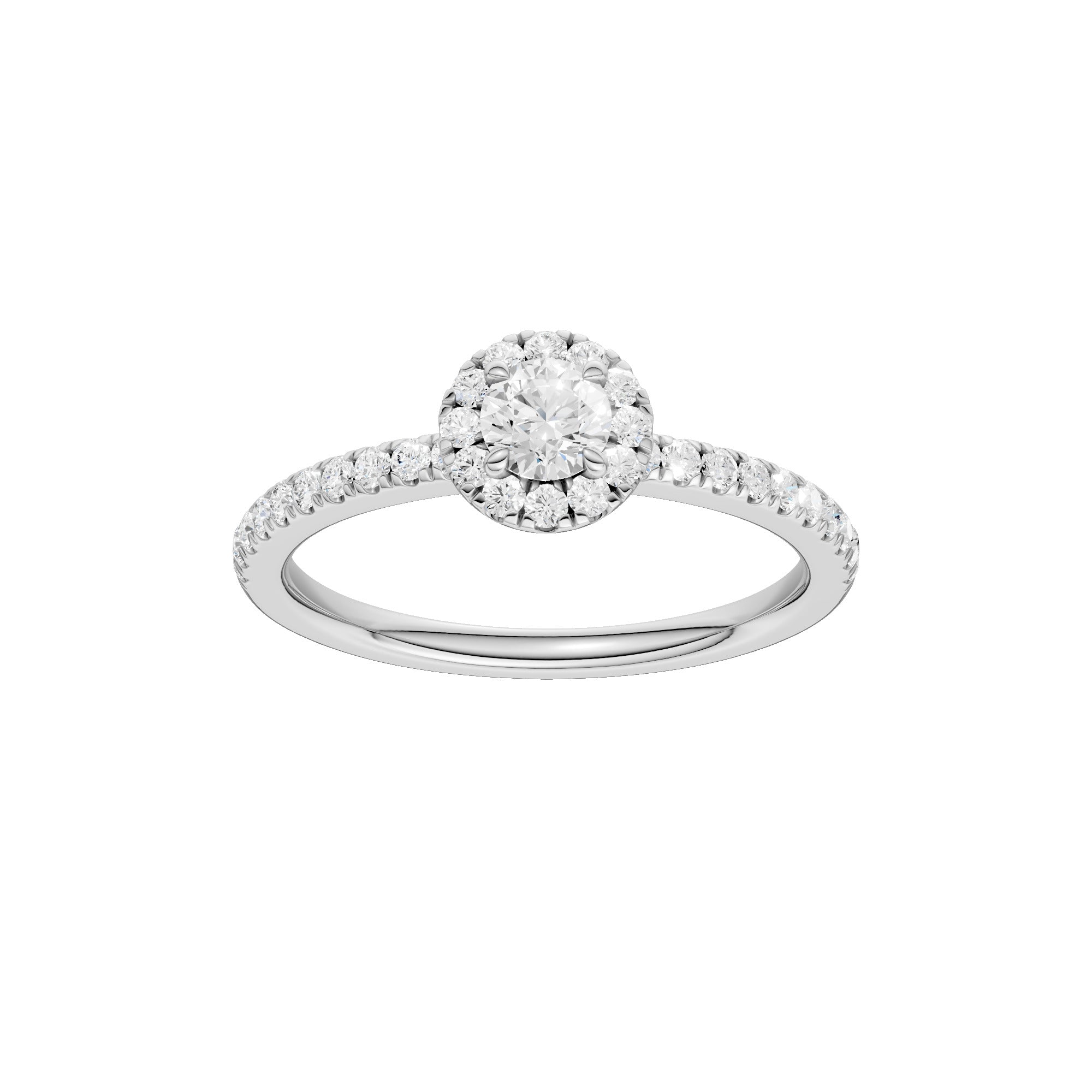 Lab-diamant rosettring med pavé 0,50 ct F/VS – 9K hvitt gull