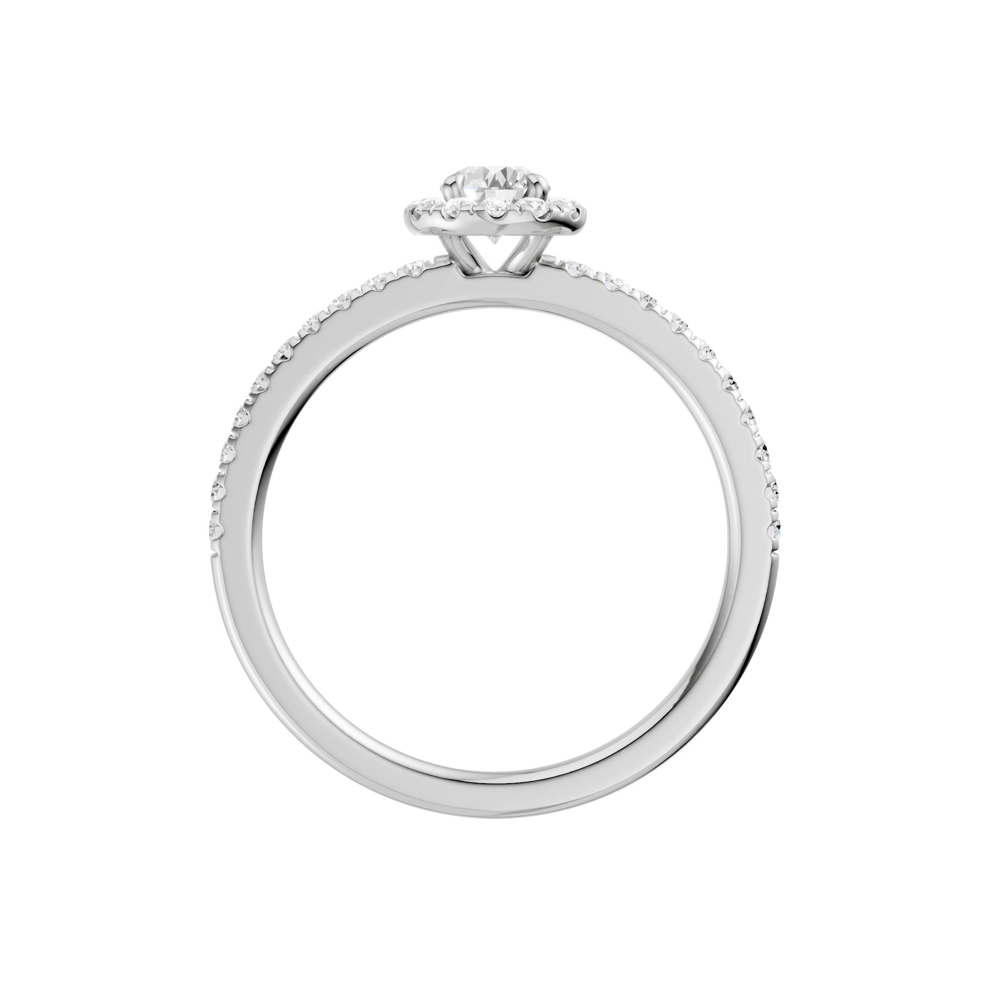 Lab-diamant rosettring med pavé 0,50 ct F/VS – 9K hvitt gull