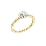 Lab-diamant rosettring med pavé 0,50 ct F/VS – 9K gult gull