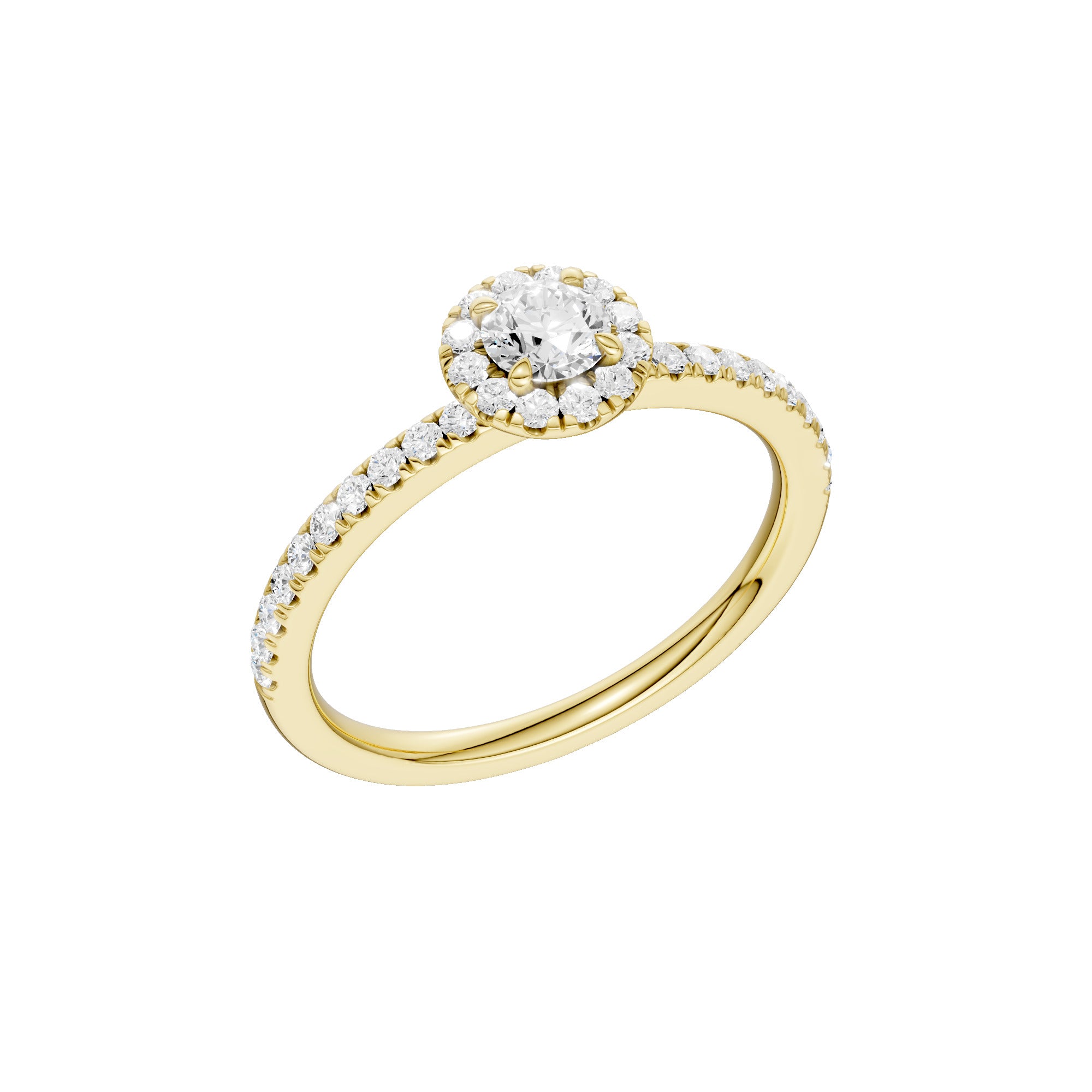 Lab-diamant rosettring med pavé 0,50 ct F/VS – 9K gult gull