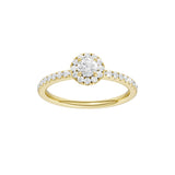 Lab-diamant rosettring med pavé 0,50 ct F/VS – 9K gult gull