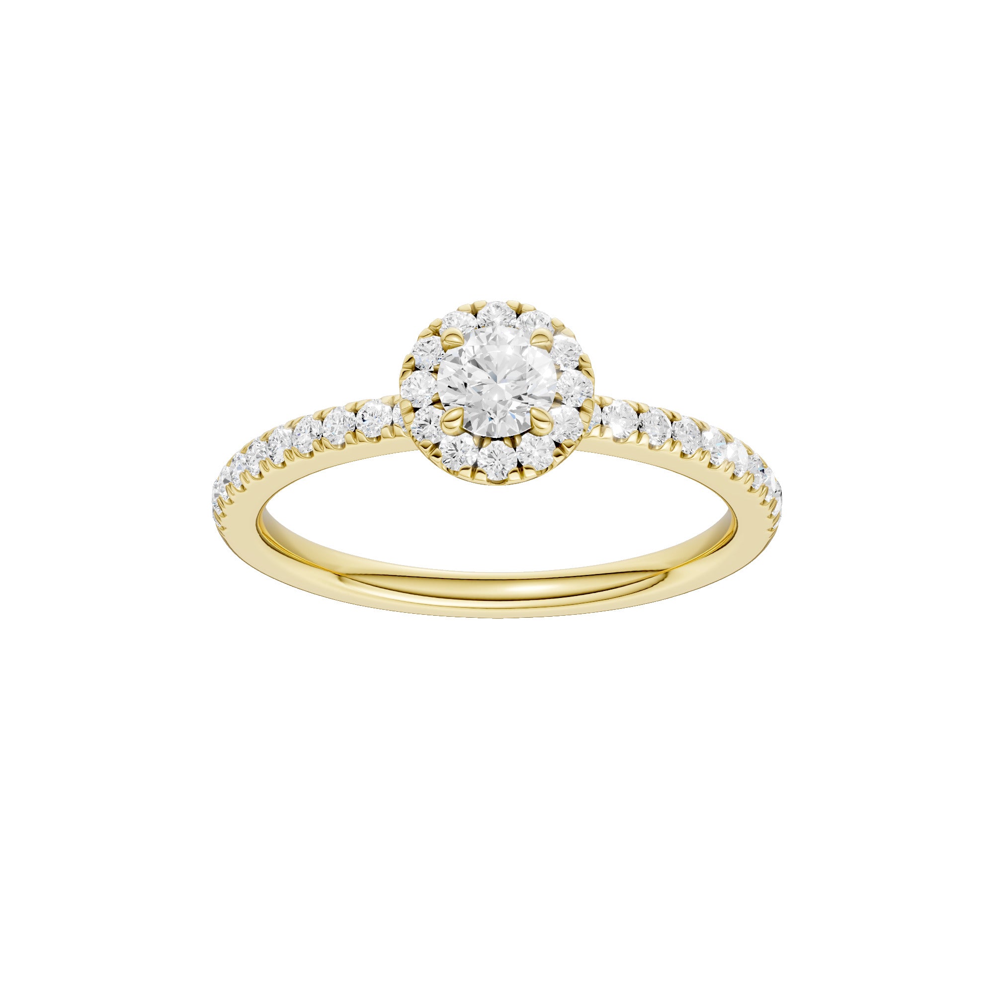 Lab-diamant rosettring med pavé 0,50 ct F/VS – 9K gult gull
