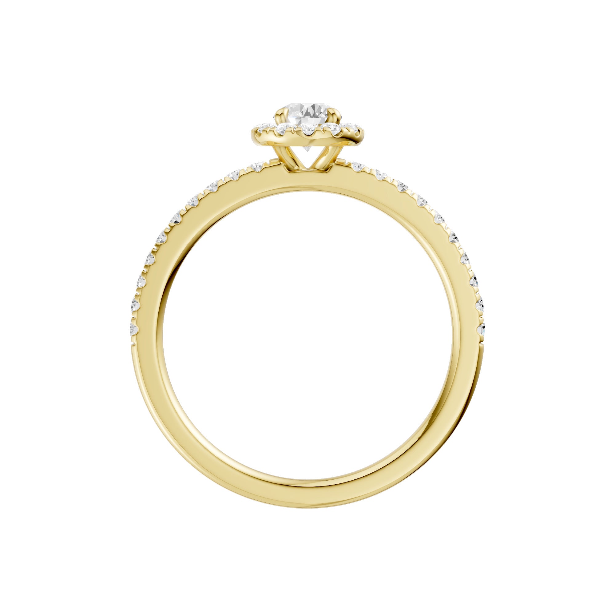 Lab-diamant rosettring med pavé 0,50 ct F/VS – 9K gult gull