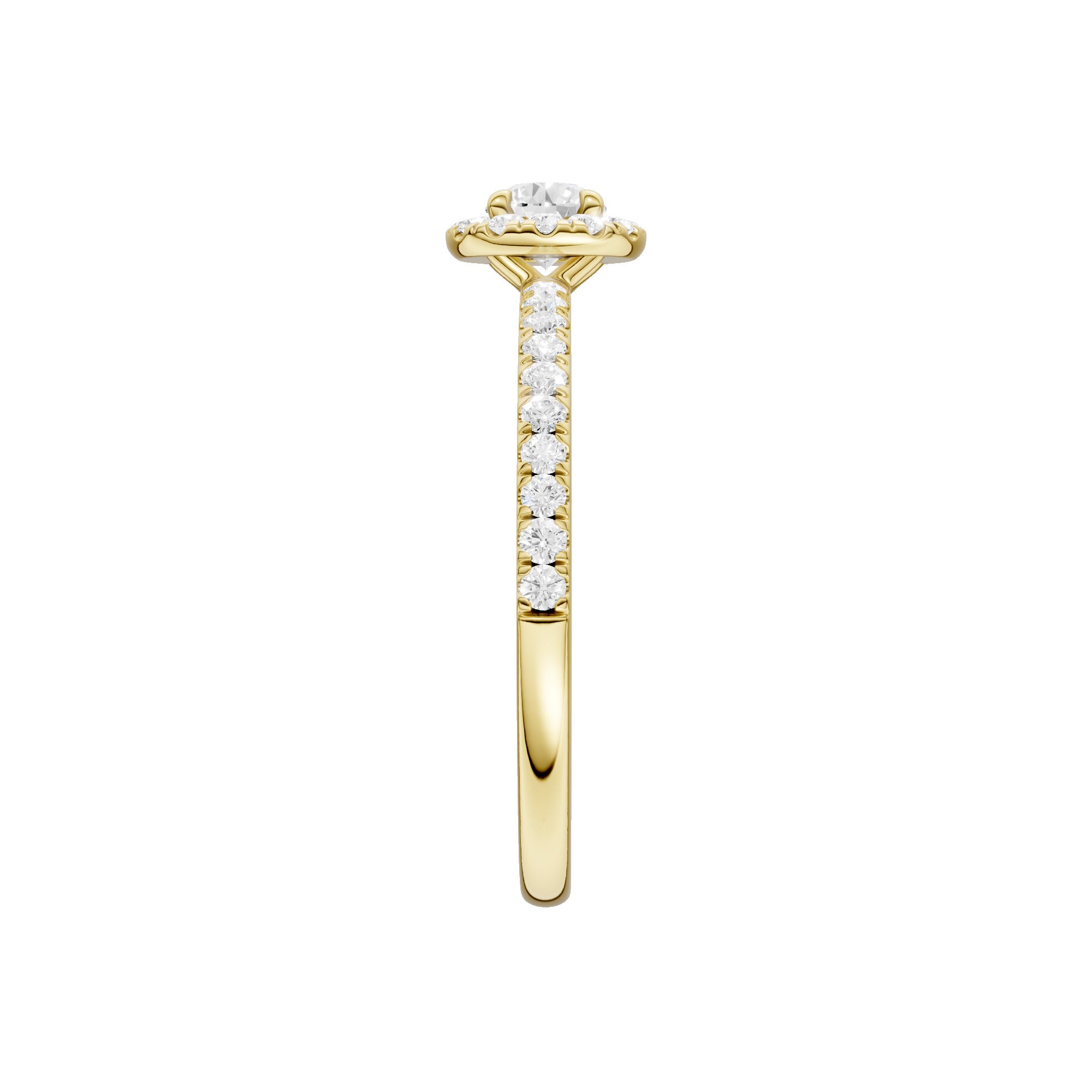 Lab-diamant rosettring med pavé 0,50 ct F/VS – 9K gult gull