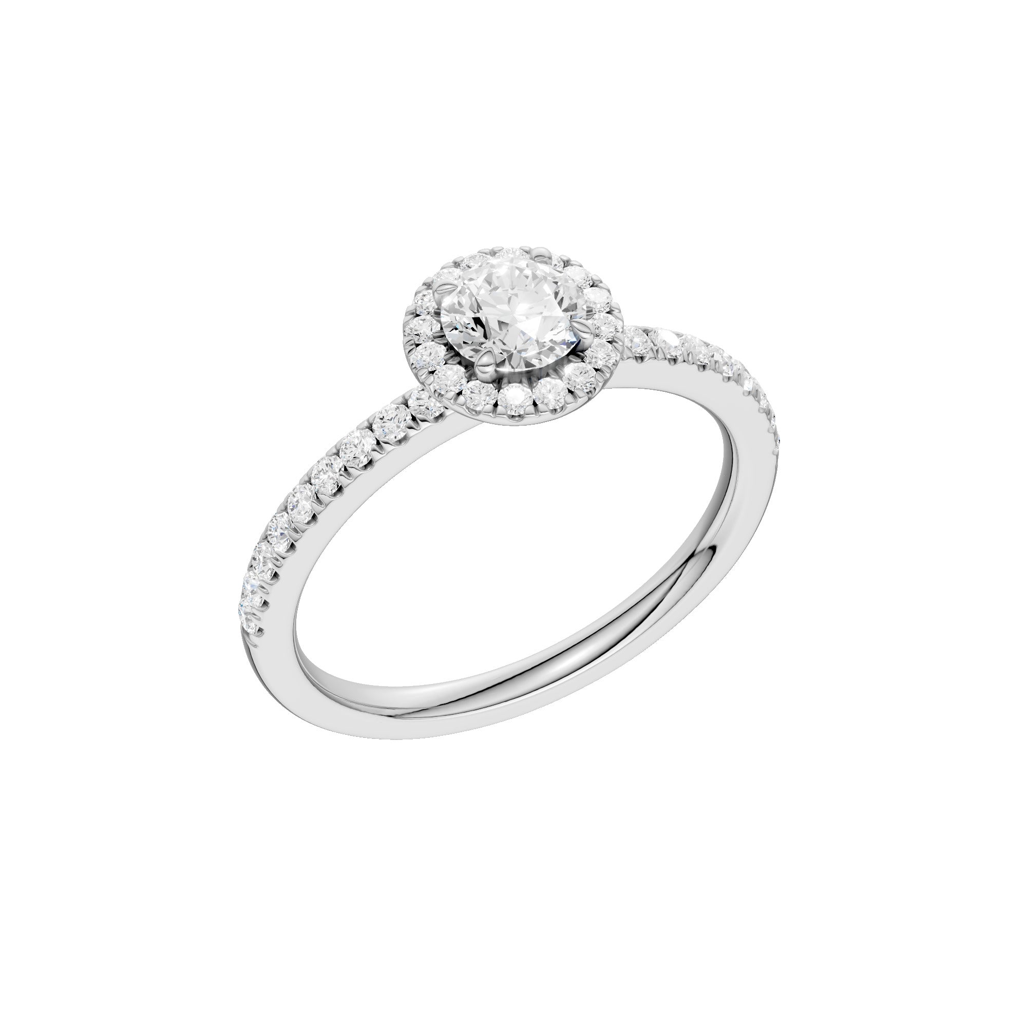 Lab-diamant rosettring med pavé 0,75 ct F/VS – 9K hvitt gull