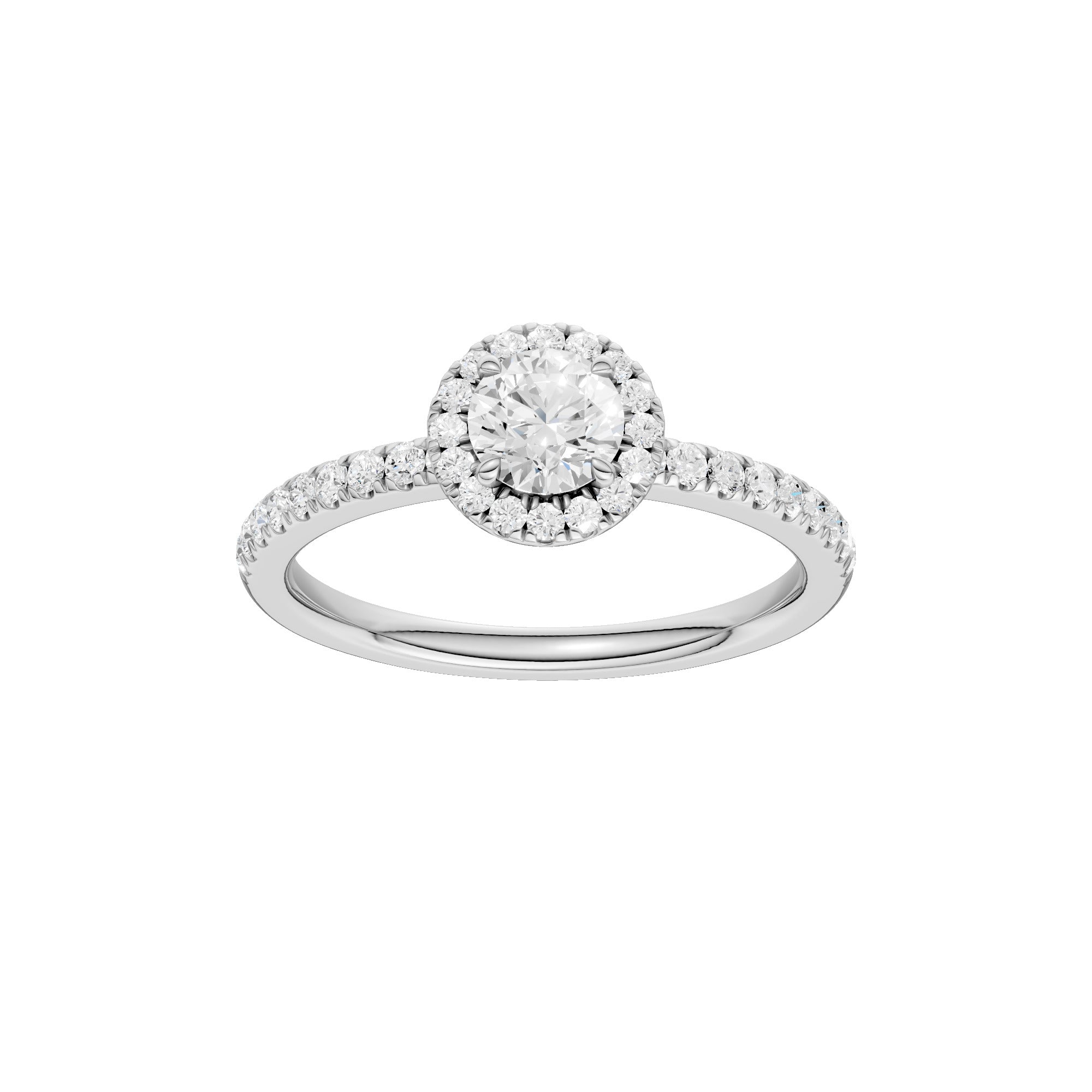 Lab-diamant rosettring med pavé 0,75 ct F/VS – 9K hvitt gull
