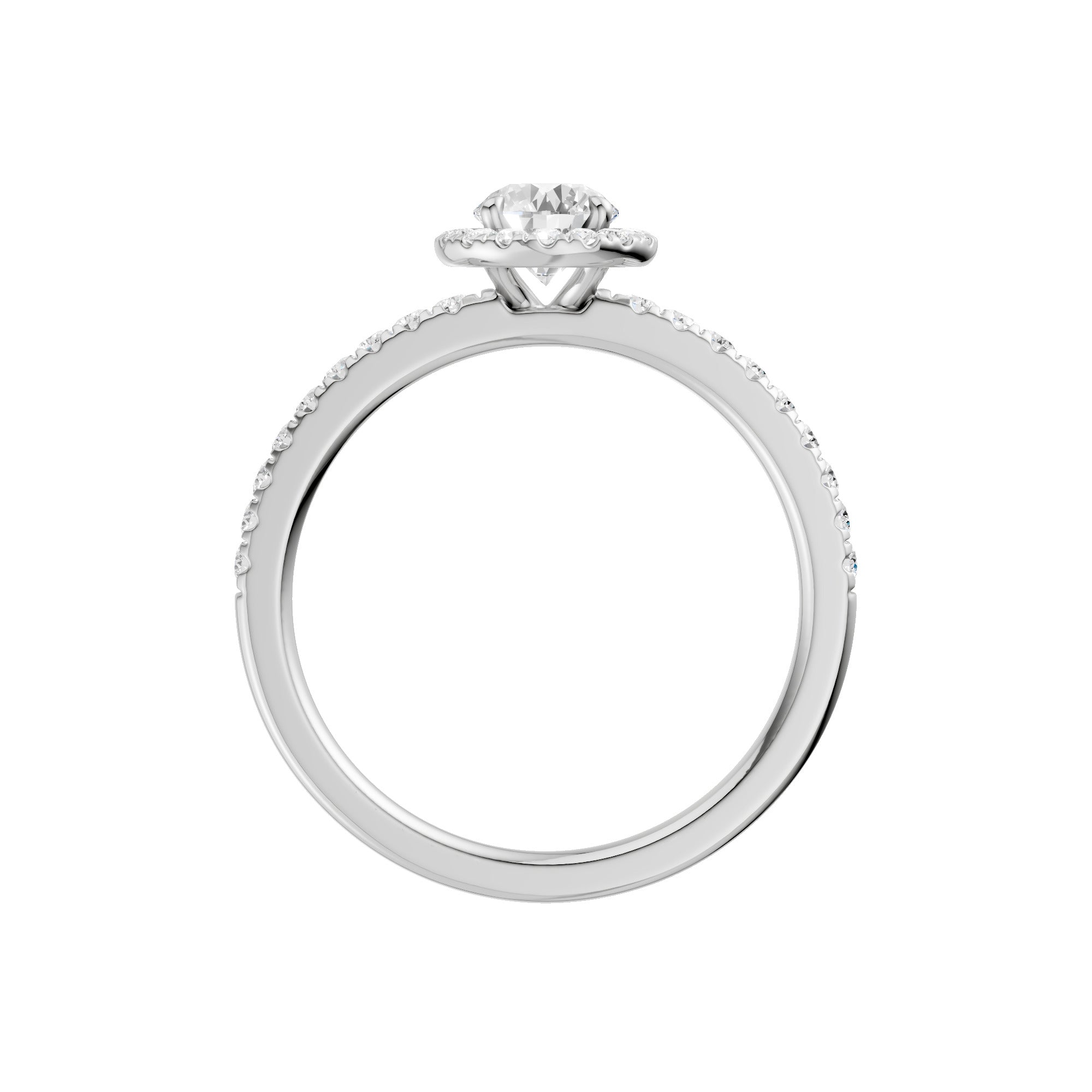 Lab-diamant rosettring med pavé 0,75 ct F/VS – 9K hvitt gull