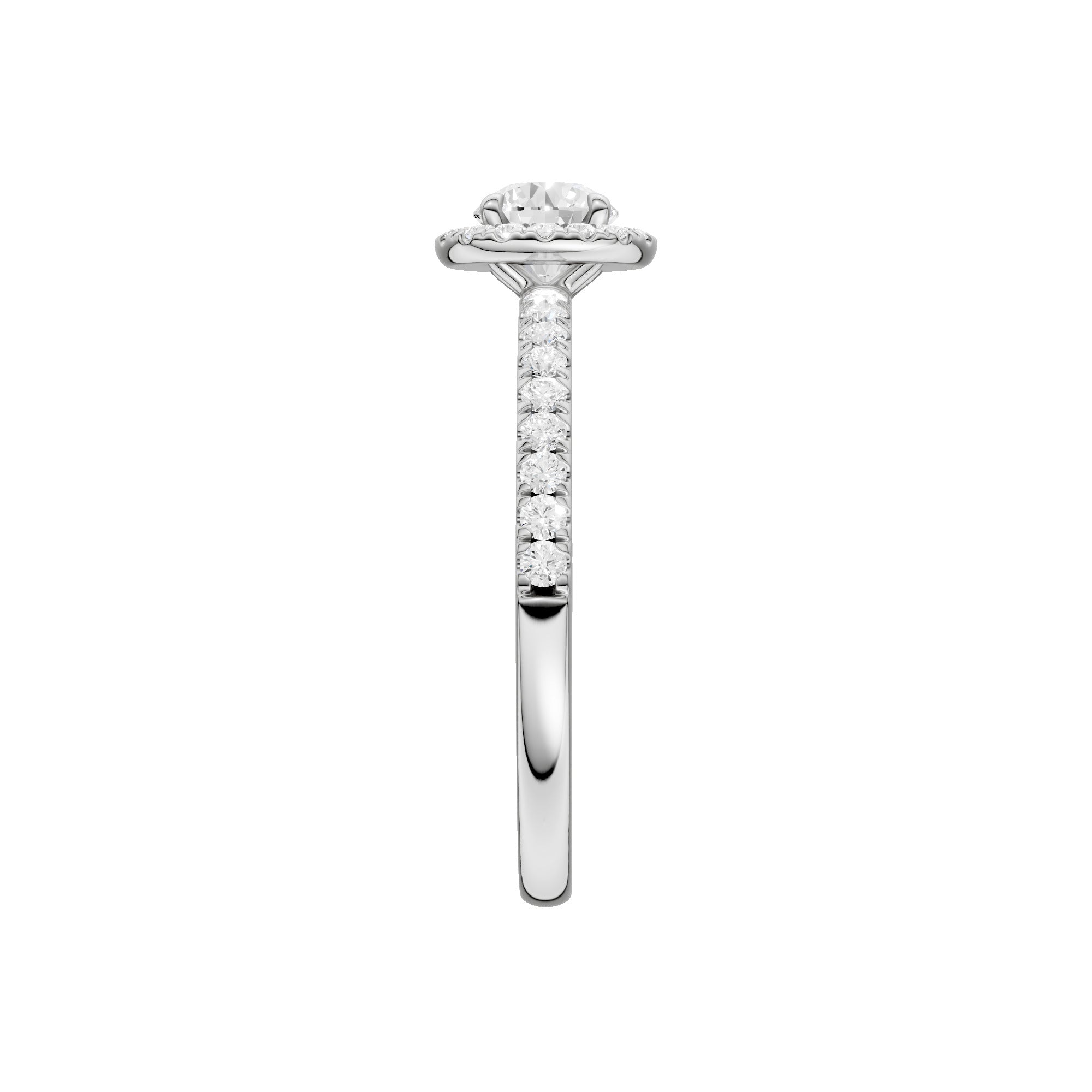 Lab-diamant rosettring med pavé 0,75 ct F/VS – 9K hvitt gull