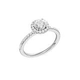 Lab-diamant rosettring med pavé 1,00 ct F/VS – 9K hvitt gull