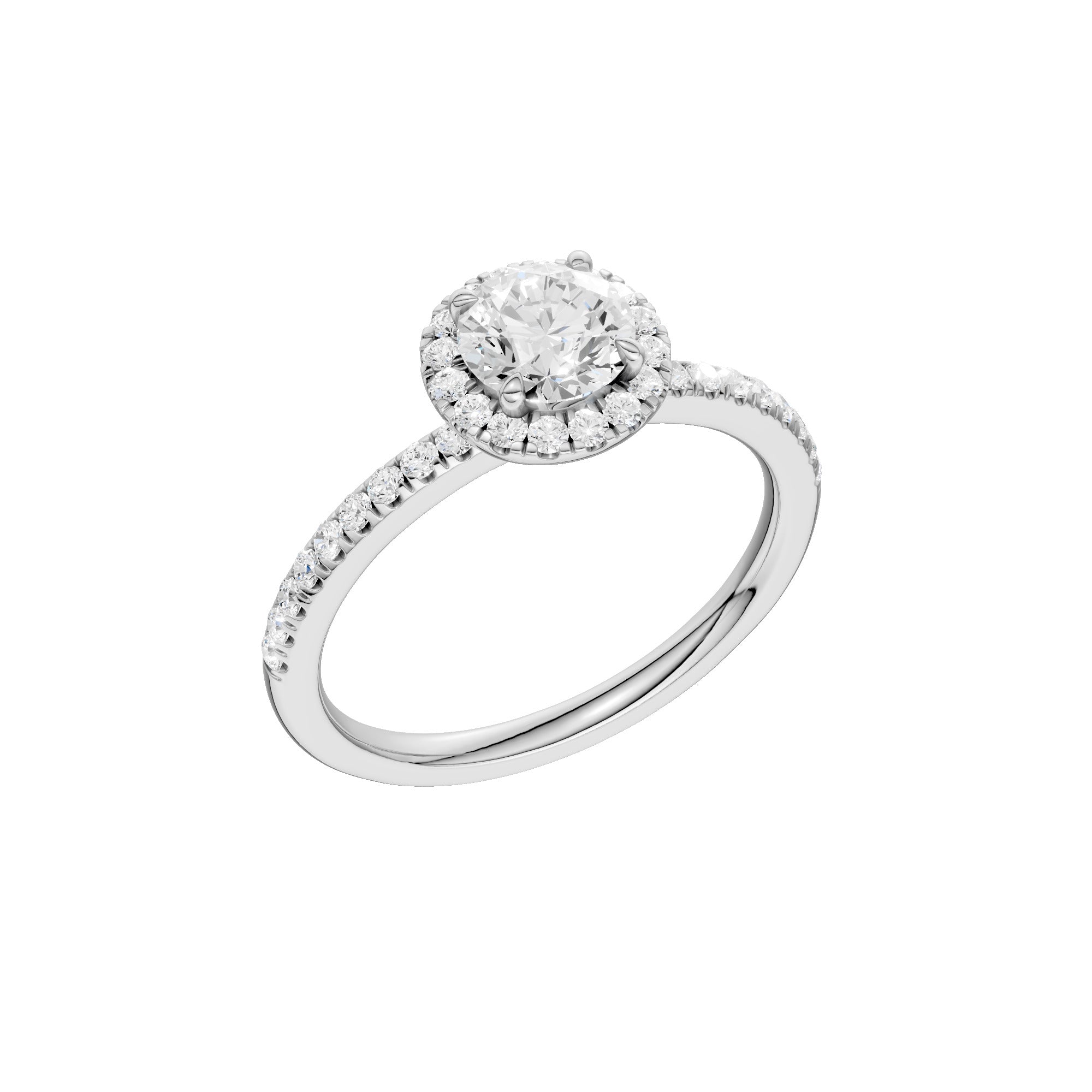Lab-diamant rosettring med pavé 1,00 ct F/VS – 9K hvitt gull