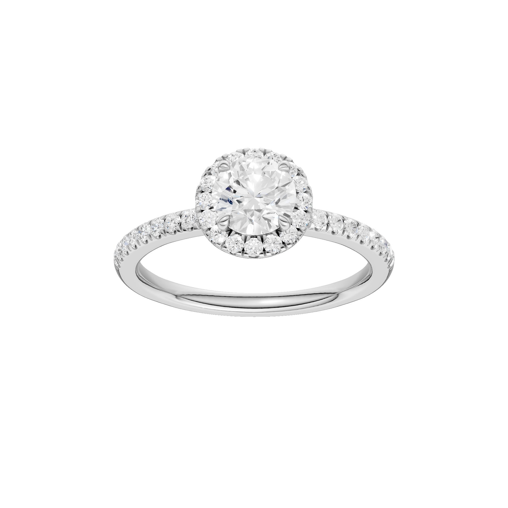 Lab-diamant rosettring med pavé 1,00 ct F/VS – 9K hvitt gull