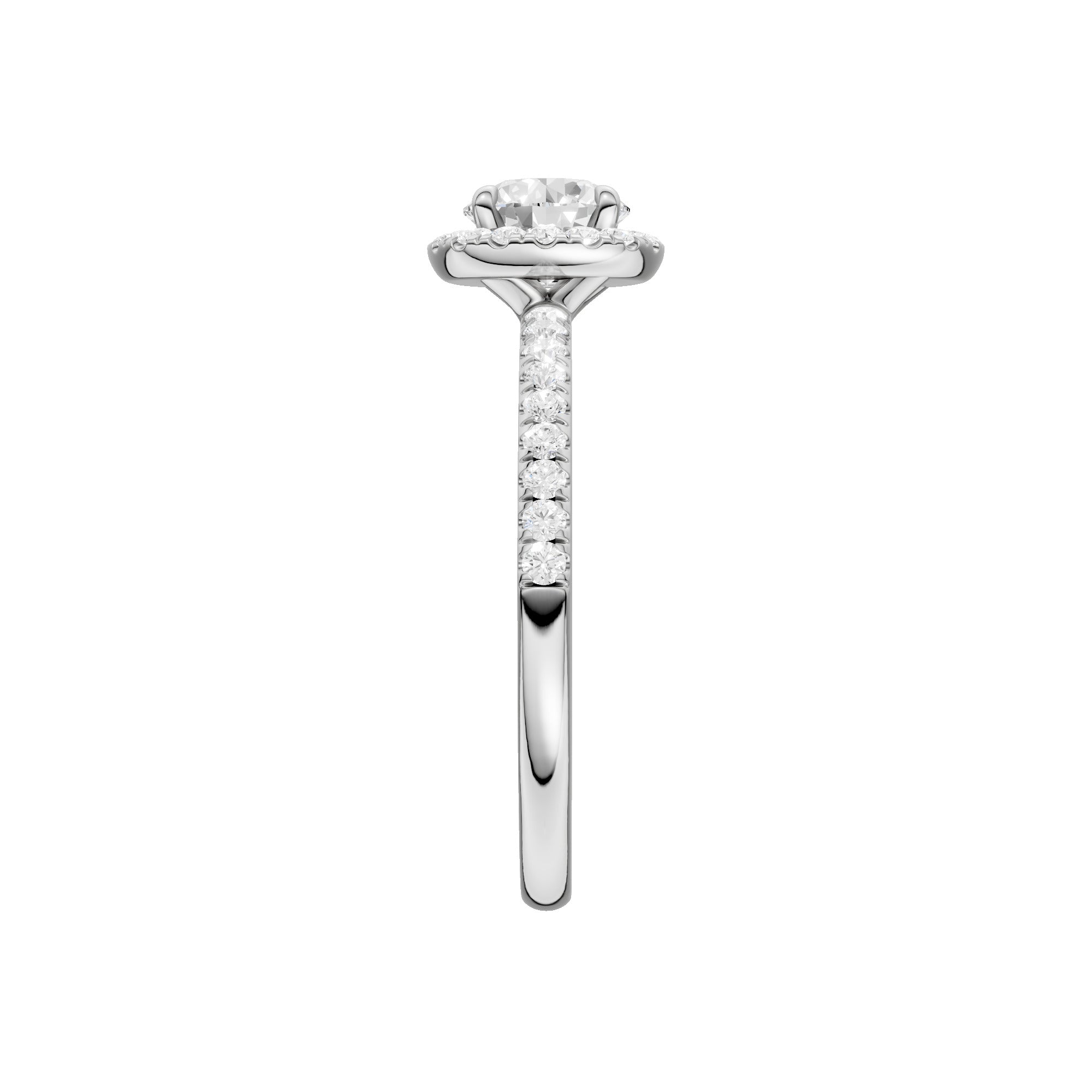 Lab-diamant rosettring med pavé 1,00 ct F/VS – 9K hvitt gull