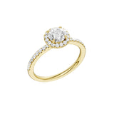 Lab-diamant rosettring med pavé 1,00 ct F/VS – 9K gult gull