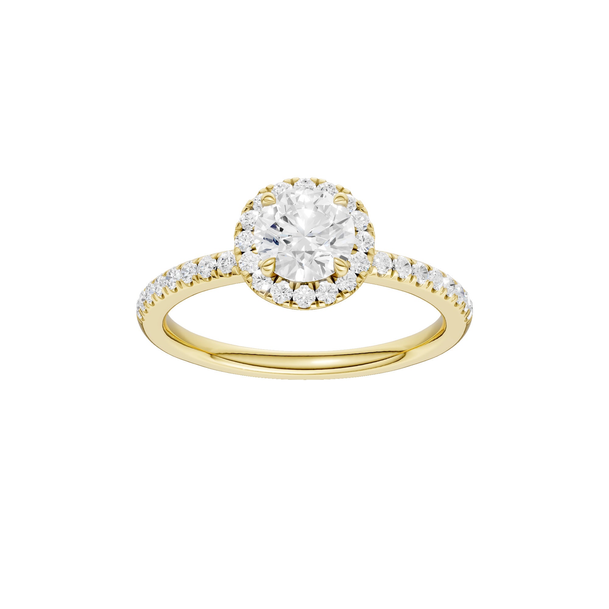 Lab-diamant rosettring med pavé 1,00 ct F/VS – 9K gult gull