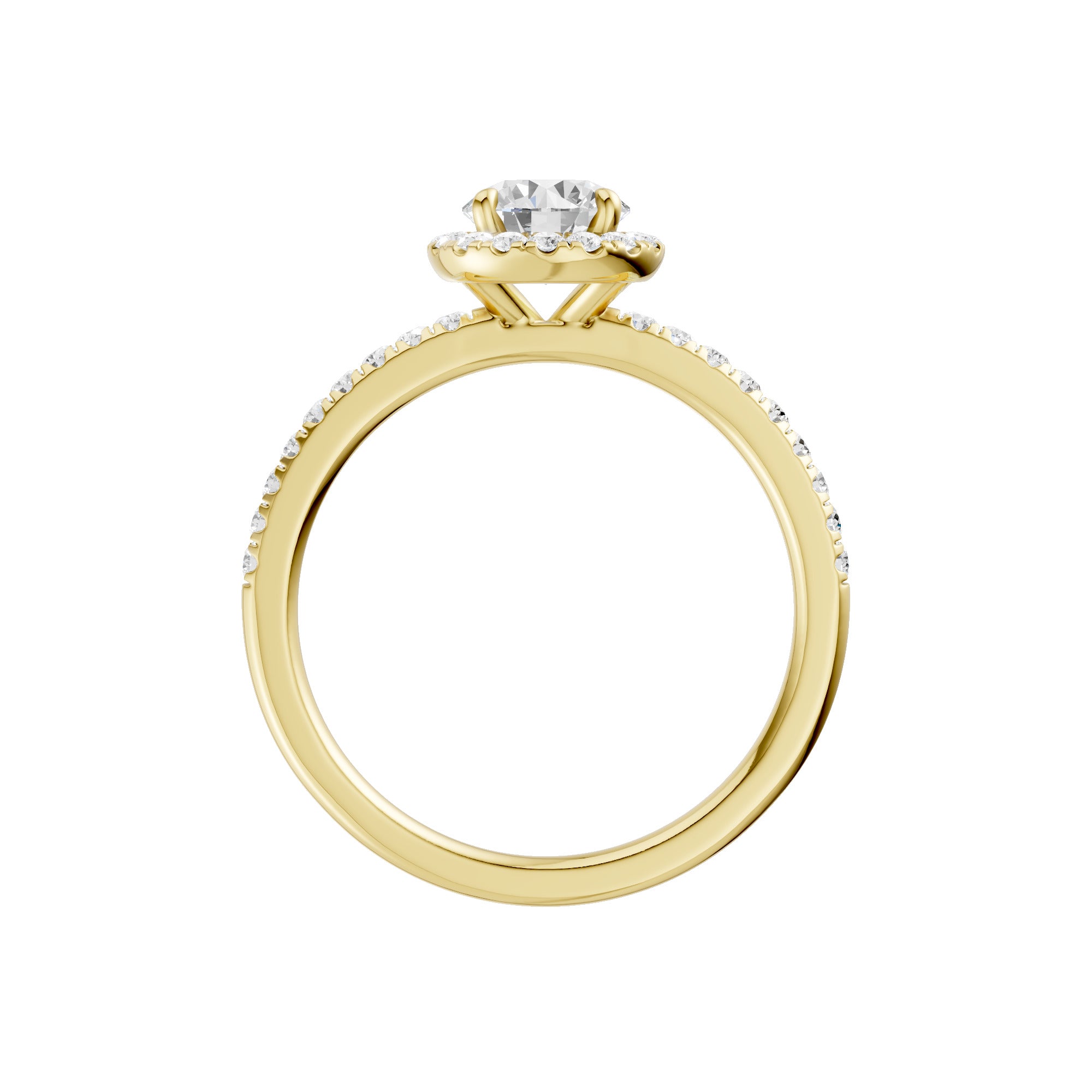 Lab-diamant rosettring med pavé 1,00 ct F/VS – 9K gult gull