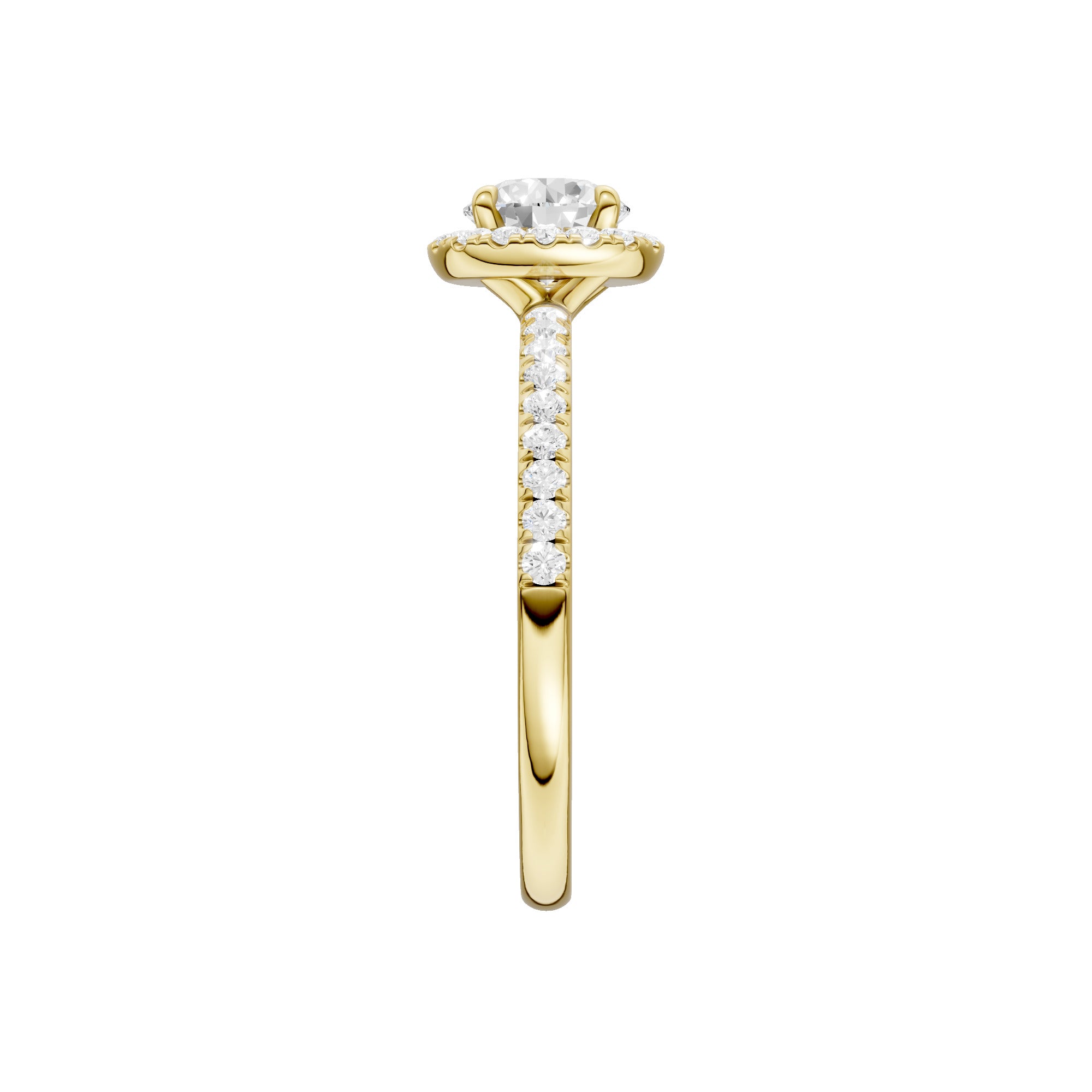 Lab-diamant rosettring med pavé 1,00 ct F/VS – 9K gult gull