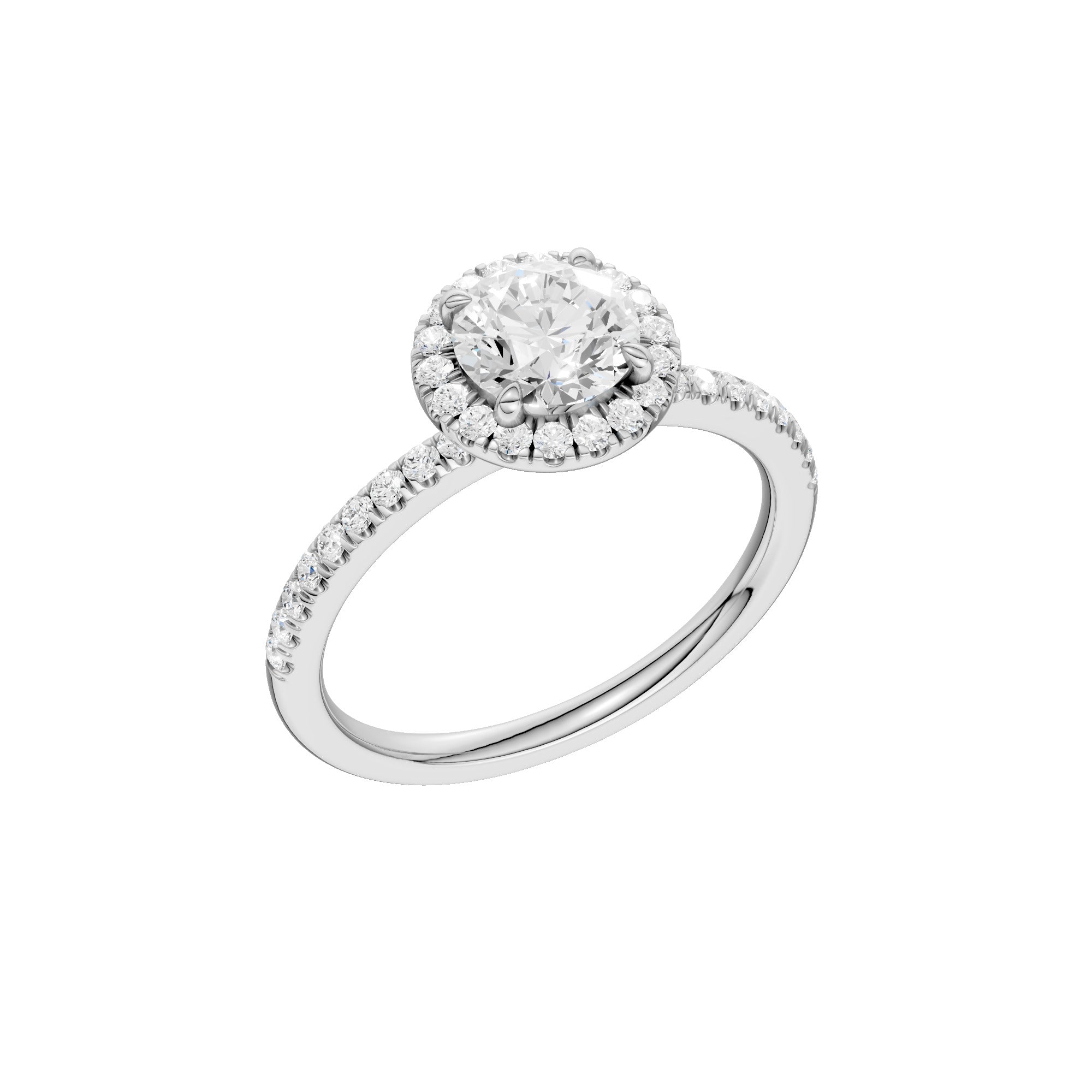 Lab-diamant rosettring med pavé 1,25 ct F/VS – 9K hvitt gull