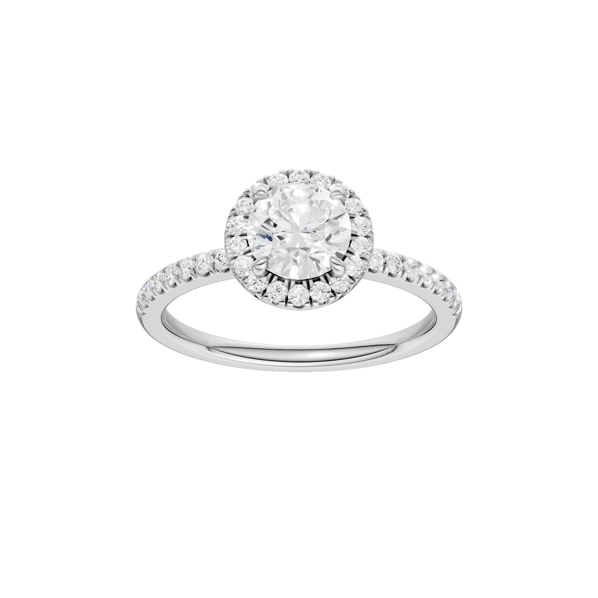 Lab-diamant rosettring med pavé 1,25 ct F/VS – 9K hvitt gull