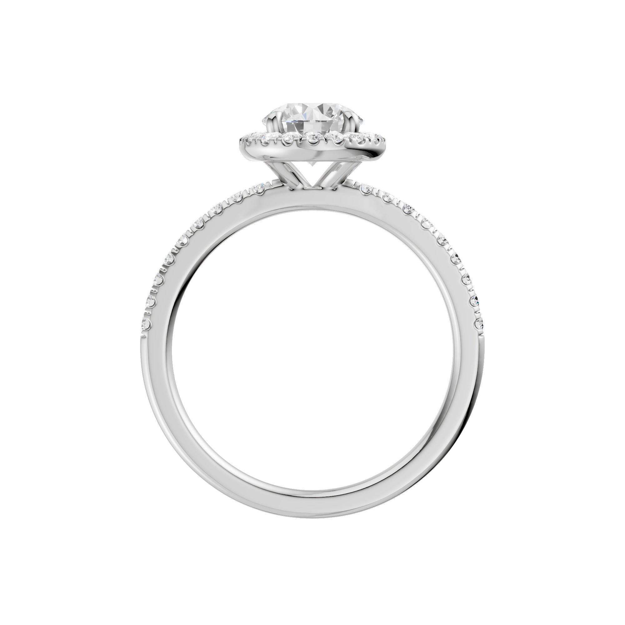 Lab-diamant rosettring med pavé 1,25 ct F/VS – 9K hvitt gull