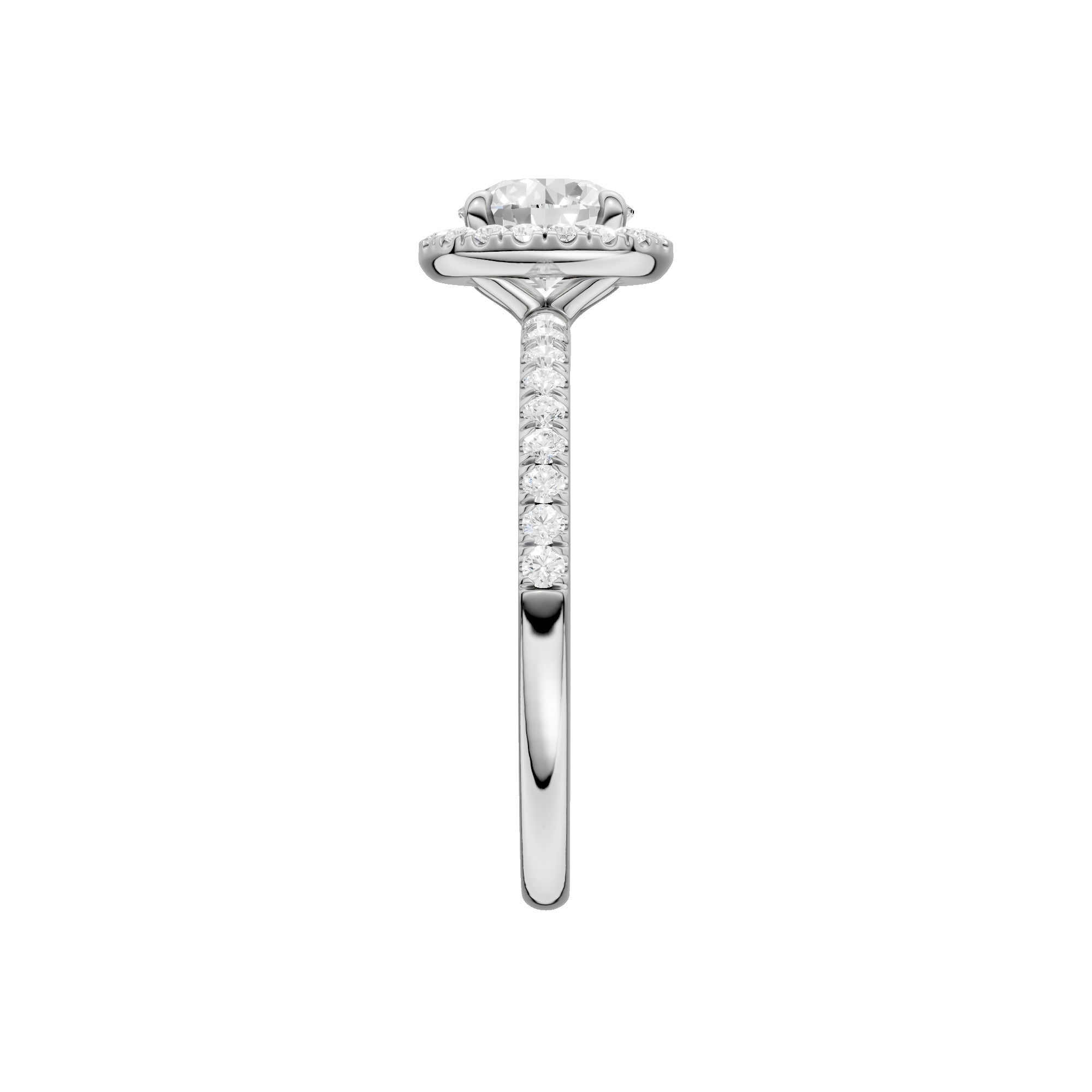 Lab-diamant rosettring med pavé 1,25 ct F/VS – 9K hvitt gull
