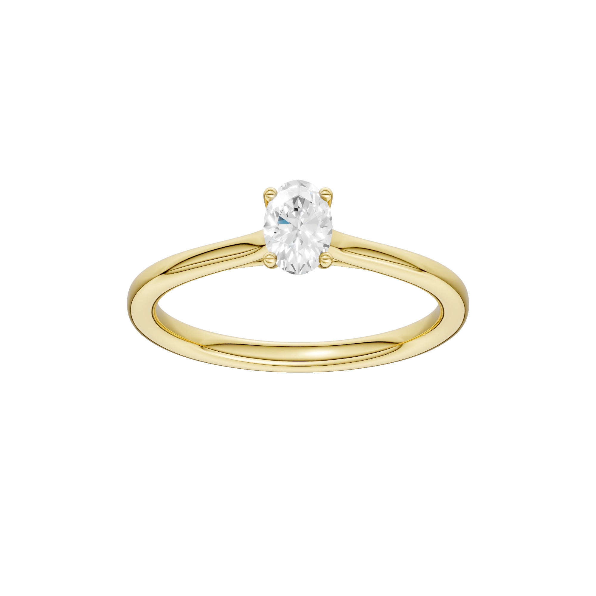 Lab-diamant enstensring oval 0,25 ct F/VS – 9K gult gull