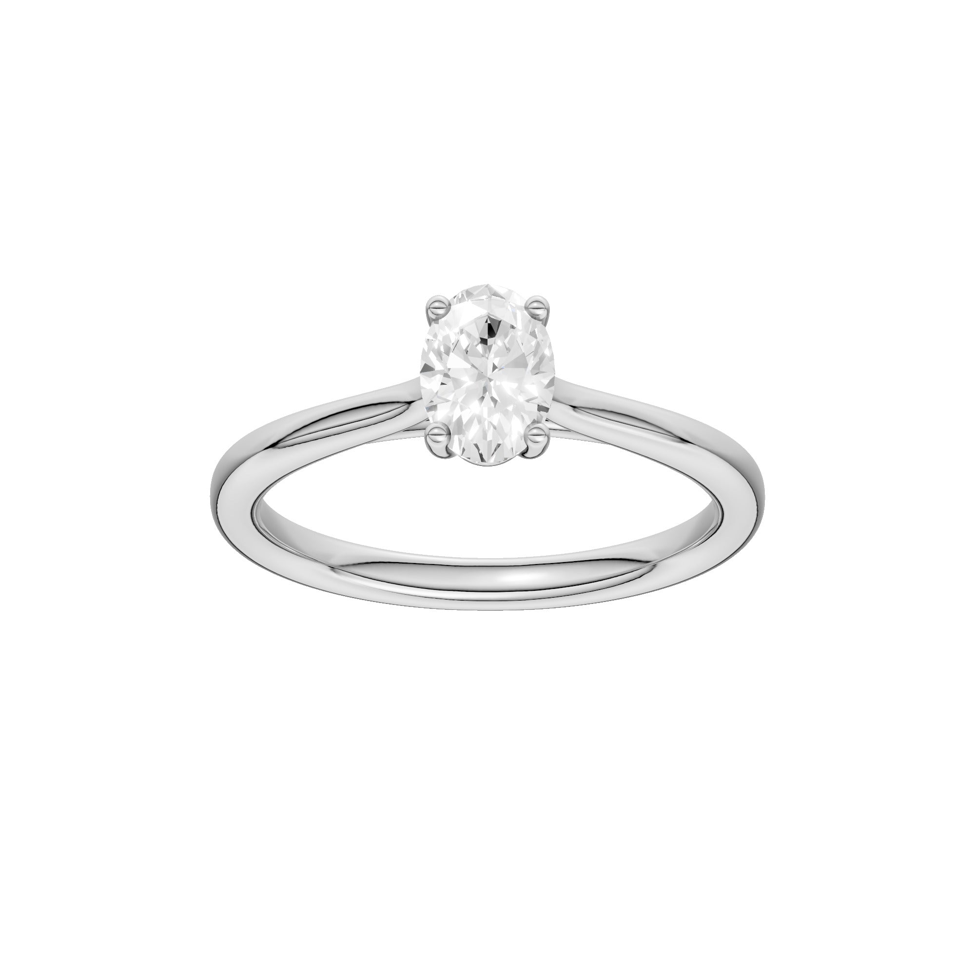 Lab-diamant enstensring oval 0,50 ct F/VS – 9K hvitt gull