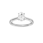 Enstensring oval 1,00 ct F/VS – 9K hvitt gull, sett skrått forfra