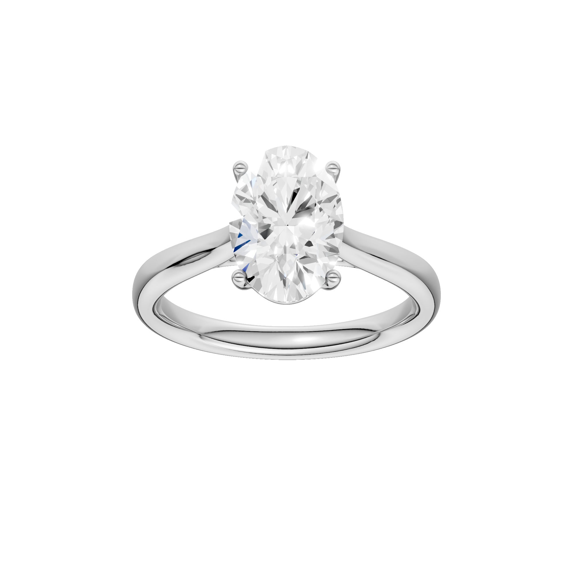 Lab-diamant enstensring oval 2,00 ct F/VS – 9K hvitt gull