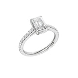 Lab-diamant enstensring smaragdslipt 1,75 ct F/VS – 9K hvitt gull