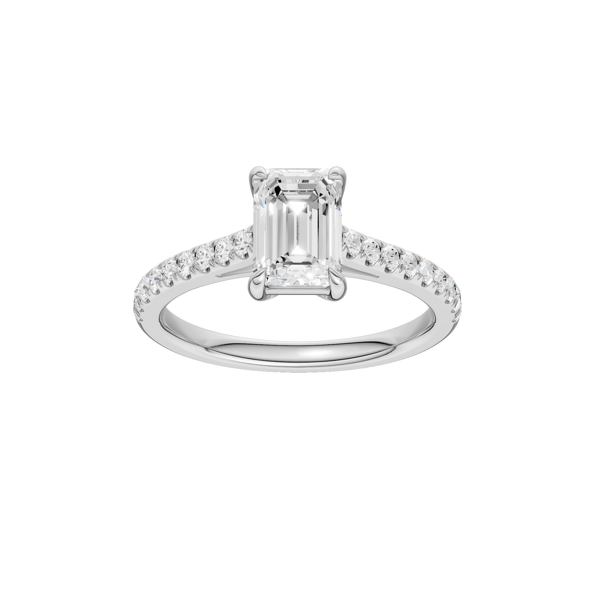 Lab-diamant enstensring smaragdslipt 1,75 ct F/VS – 9K hvitt gull