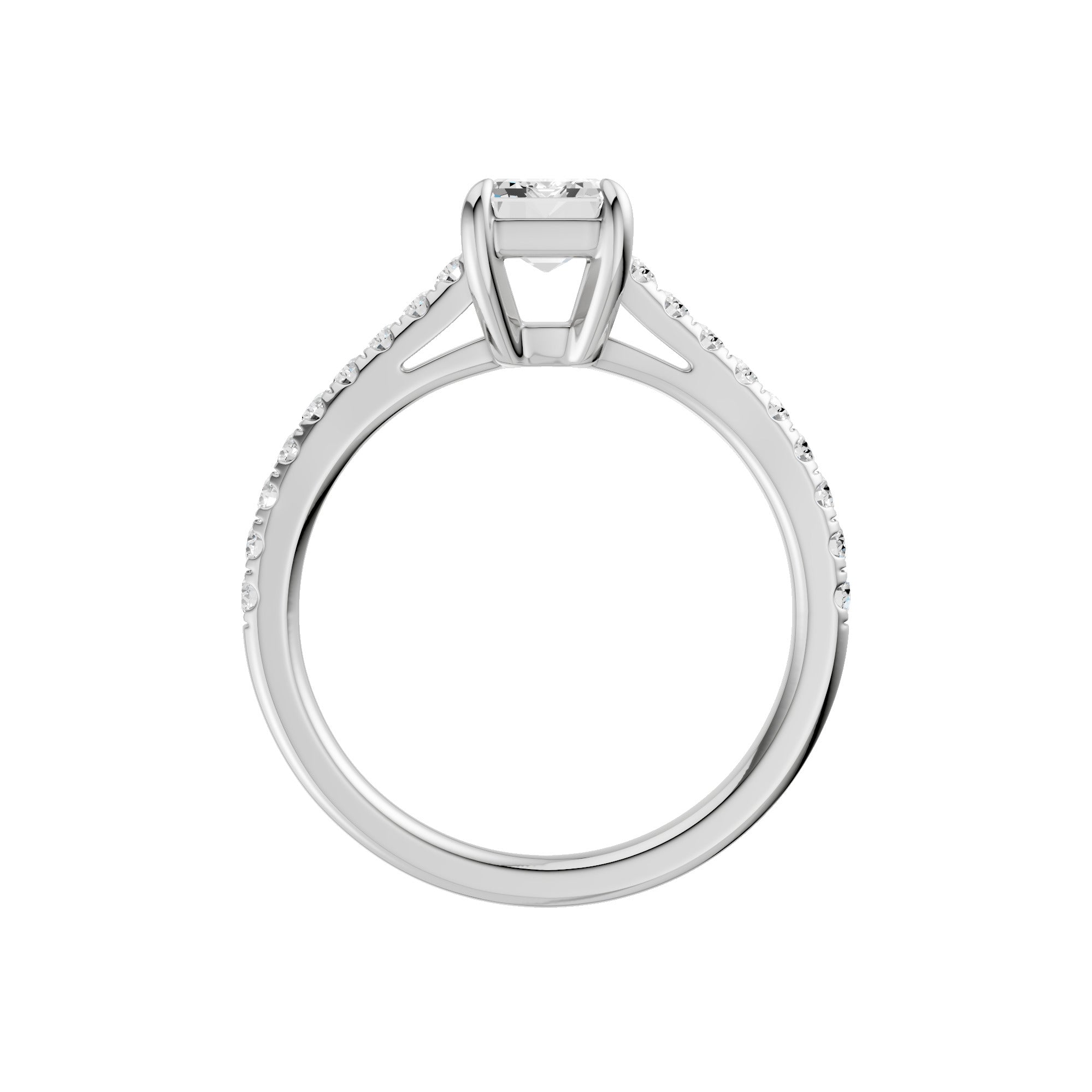 Lab-diamant enstensring smaragdslipt 1,75 ct F/VS – 9K hvitt gull