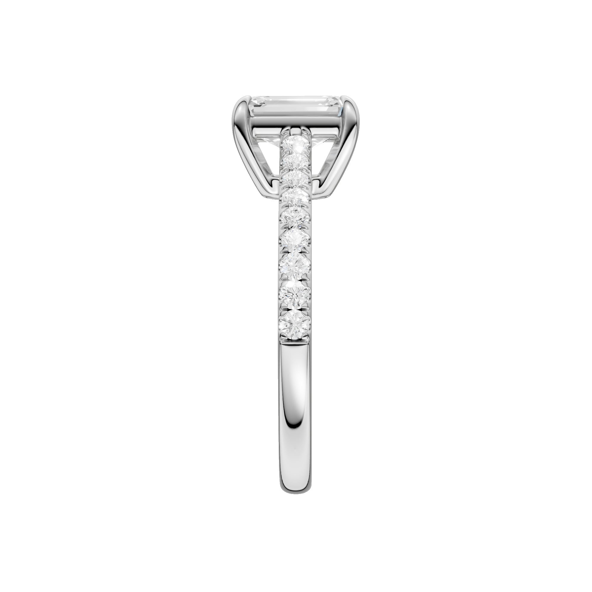 Lab-diamant enstensring smaragdslipt 1,75 ct F/VS – 9K hvitt gull