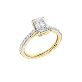 Lab-diamant enstensring smaragdslipt 1,75 ct F/VS – 9K gult gull