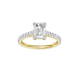 Lab-diamant enstensring smaragdslipt 1,75 ct F/VS – 9K gult gull