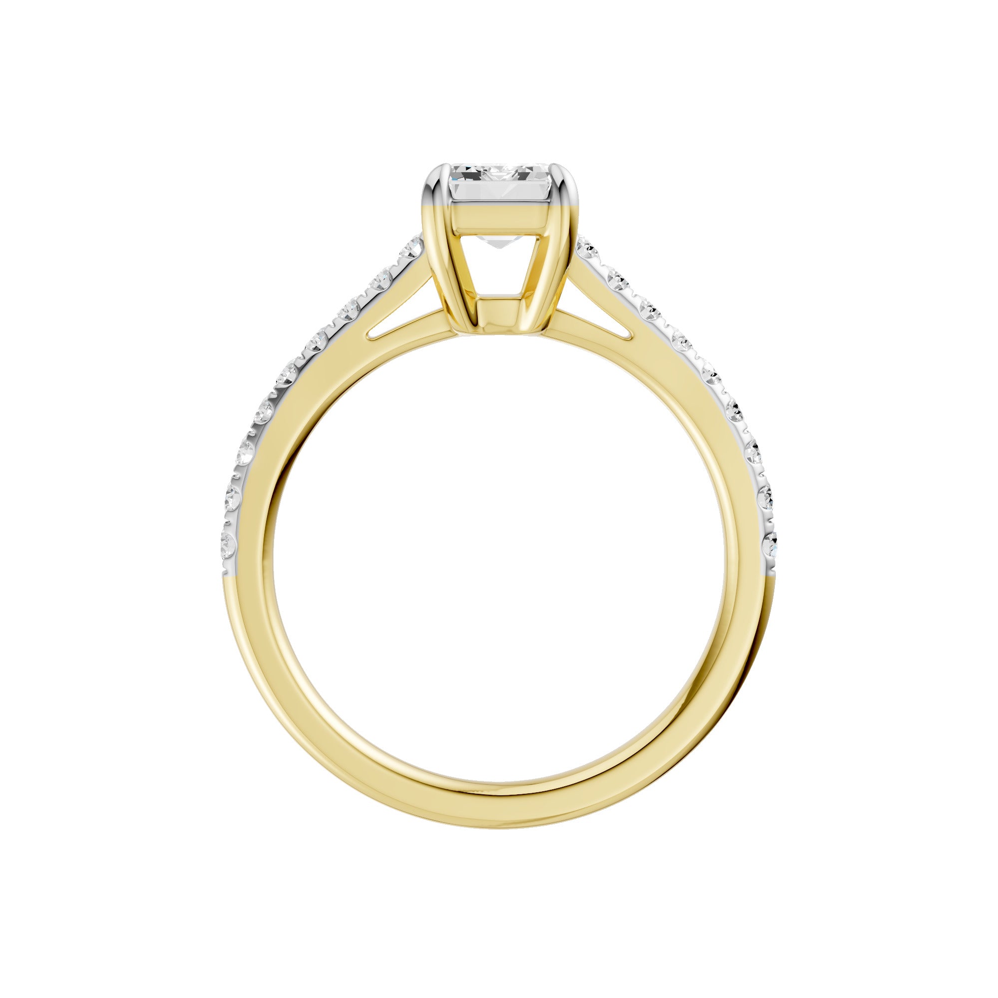 Lab-diamant enstensring smaragdslipt 1,75 ct F/VS – 9K gult gull