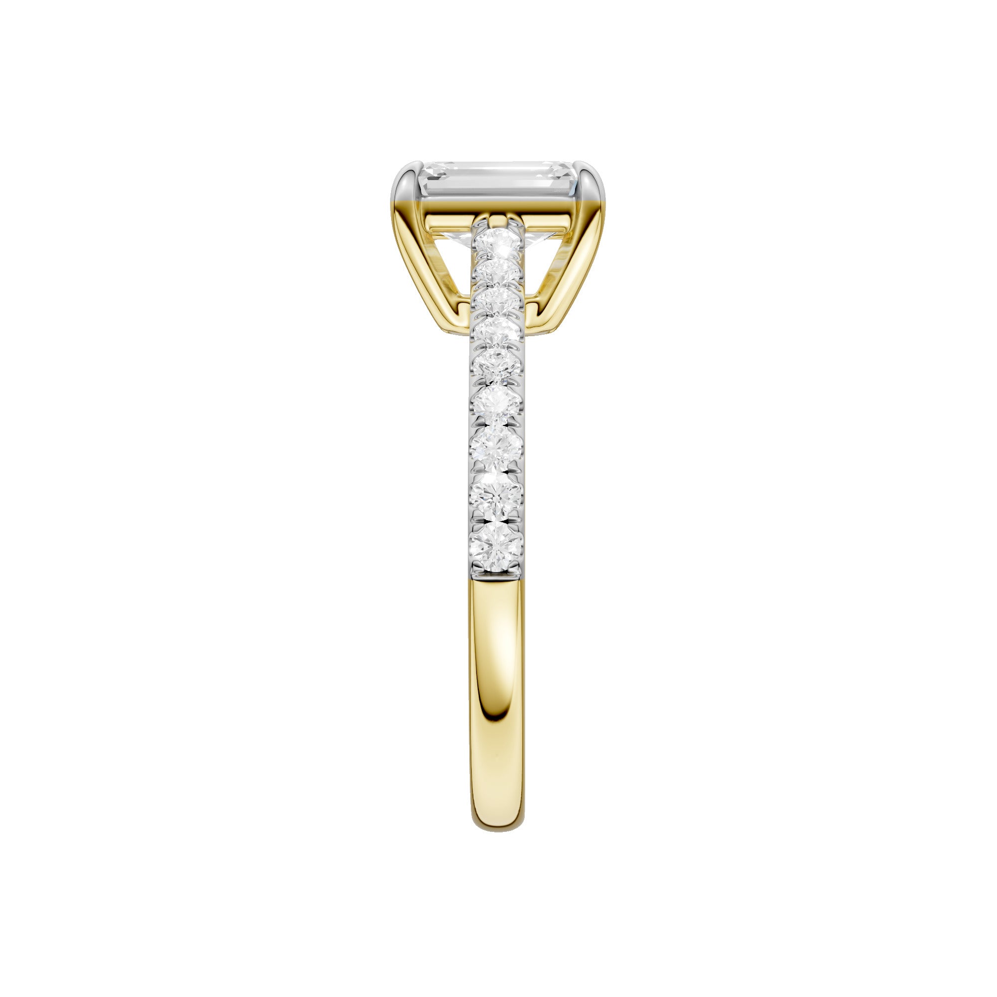 Lab-diamant enstensring smaragdslipt 1,75 ct F/VS – 9K gult gull