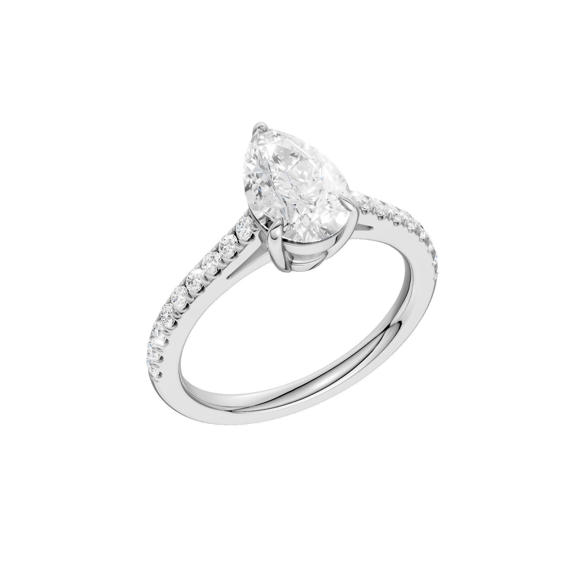 Lab-diamant enstensring dråpeslipt 1,75 ct F/VS – 9K hvitt gull