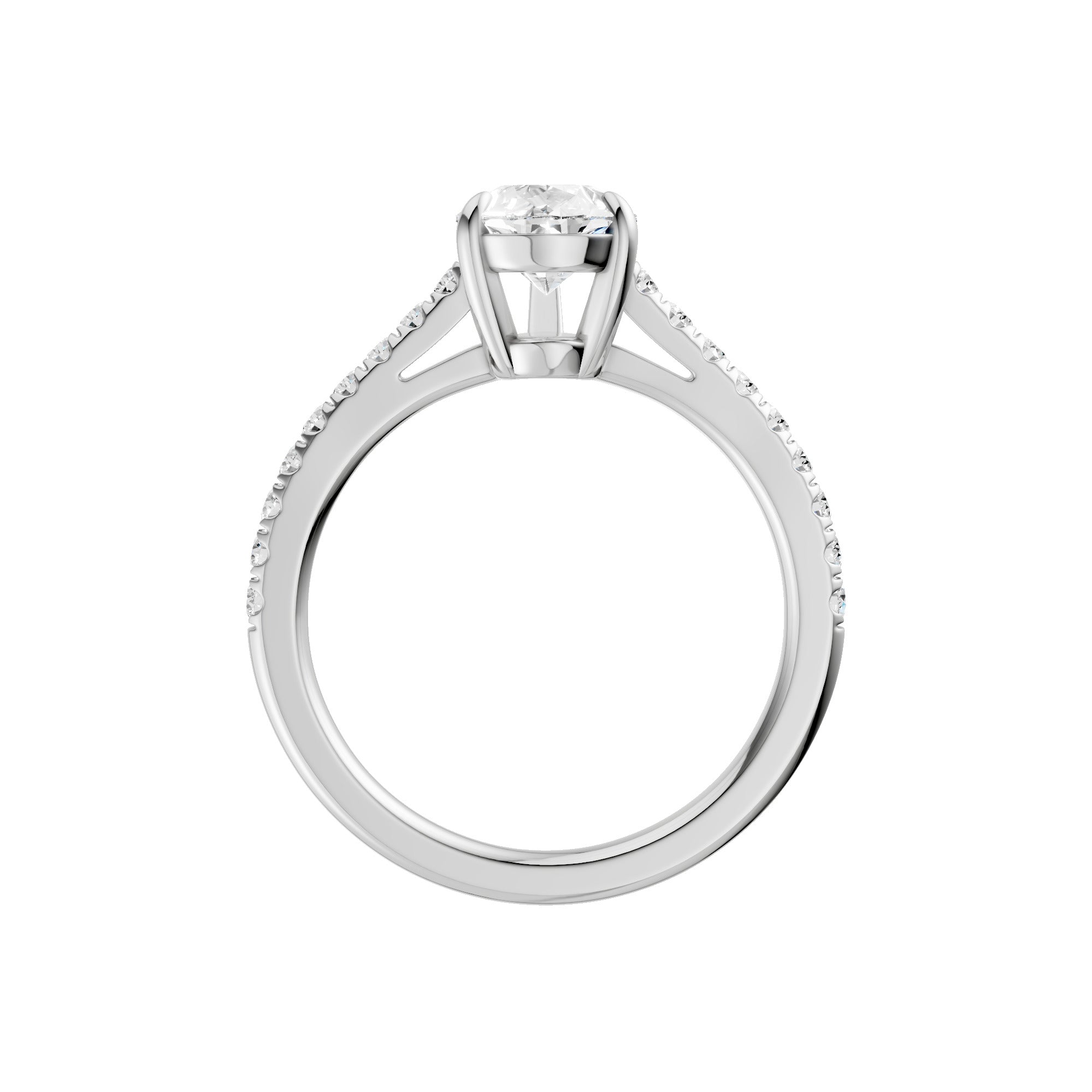 Lab-diamant enstensring dråpeslipt 1,75 ct F/VS – 9K hvitt gull