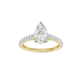 Lab-diamant enstensring dråpeslipt 1,75 ct F/VS – 9K gult gull