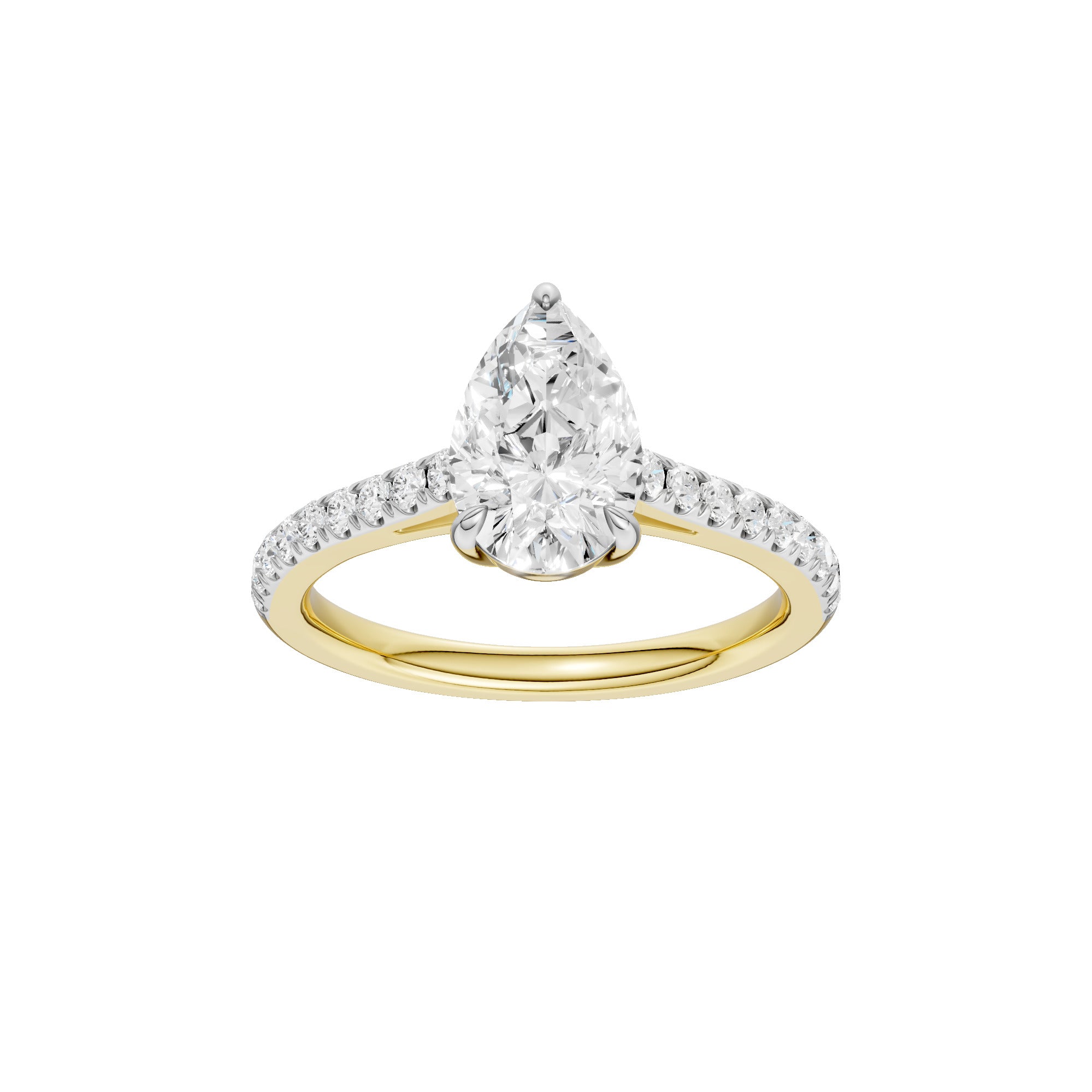 Lab-diamant enstensring dråpeslipt 1,75 ct F/VS – 9K gult gull