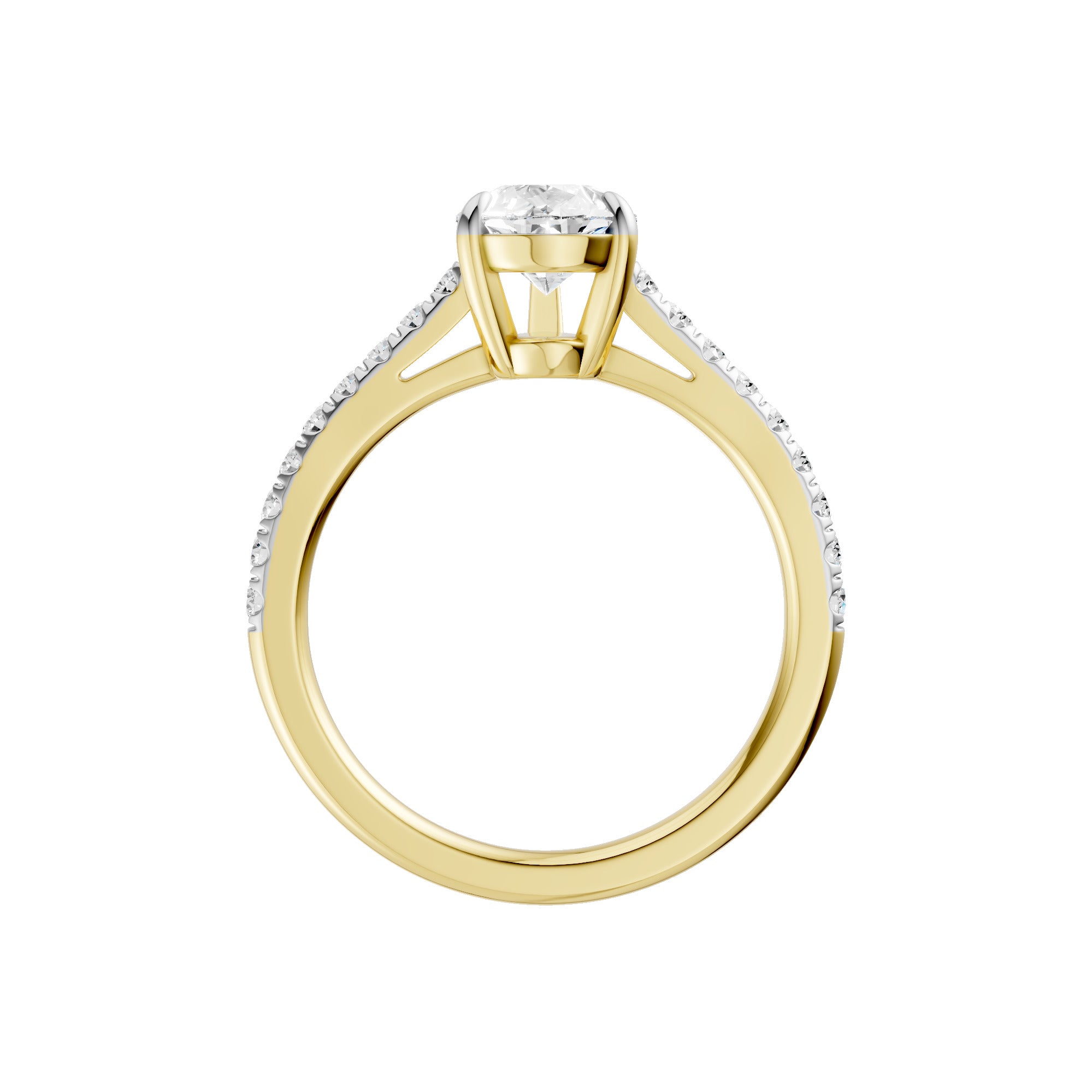 Lab-diamant enstensring dråpeslipt 1,75 ct F/VS – 9K gult gull