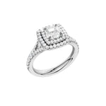 Lab-diamant dobbel rosettring med pavé 1,24 ct F/VS – 9K hvitt gull
