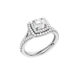 Lab-diamant dobbel rosettring med pavé 1,24 ct F/VS – 9K hvitt gull