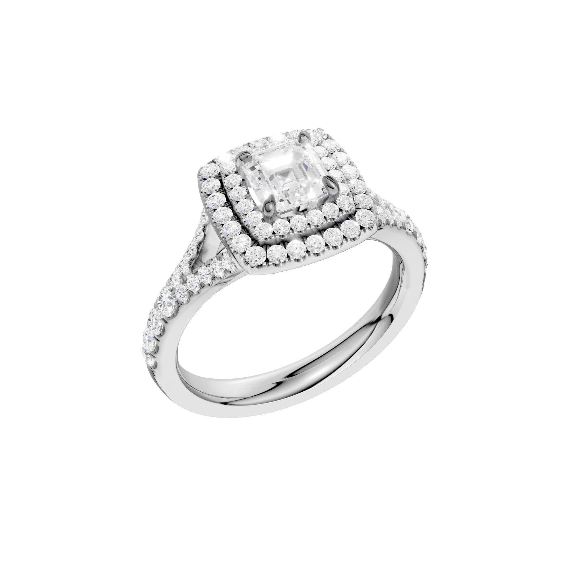 Lab-diamant dobbel rosettring med pavé 1,24 ct F/VS – 9K hvitt gull