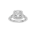 Lab-diamant dobbel rosettring med pavé 1,24 ct F/VS – 9K hvitt gull